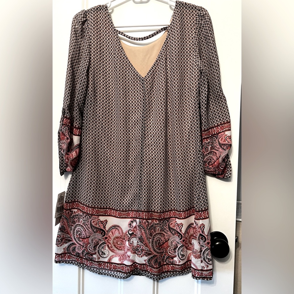 Multi colored floral long dress shirt size small